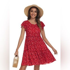 Laughido Woman’s Red Floral Dress Size Small